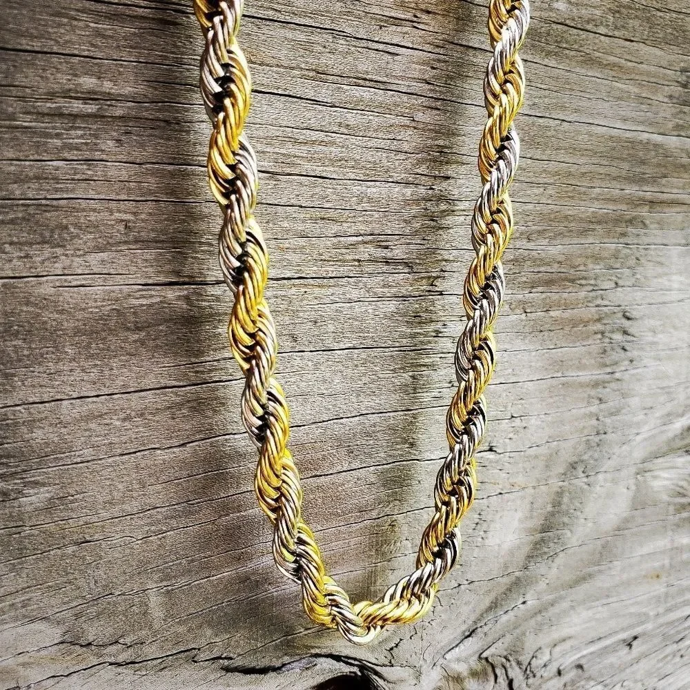 Stainless Steel Silver and Gold Rope Necklace